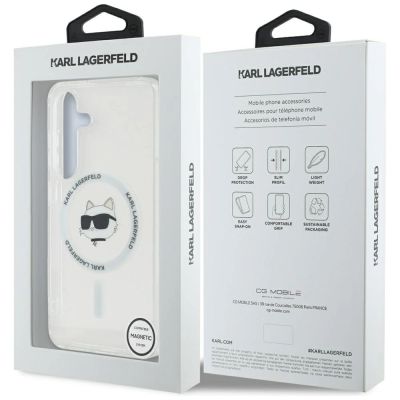 8. Case Karl Lagerfeld Button Choupette Head Printed Logo MagSafe Samsung Galaxy S25 white