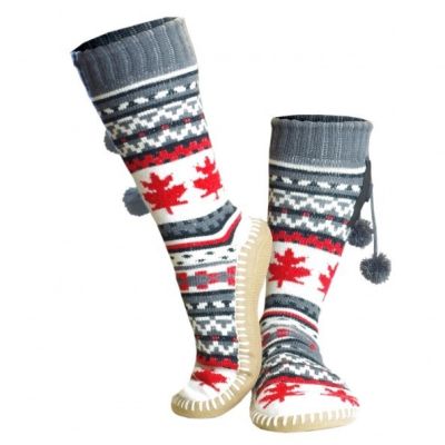 18. GLOVII HEATED POWER BANK SLIPPERS UNI SIZE (36-43), NORWEGIAN PATTERN, BATTERIES AND CHARGING CABLE INCLUDED, GOBM
