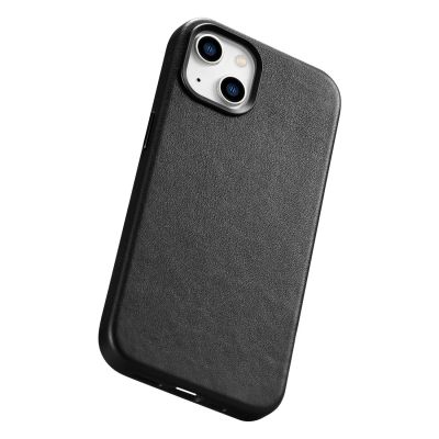 12. iCarer Case Leather cover for iPhone 14 Plus genuine leather case black (compatible with MagSafe)