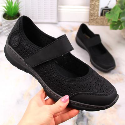 11. Comfortable Rieker W RKR575 openwork shoes, black