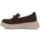 3. Women's leather platform moccasins with beads, brown, Vinceza 79649