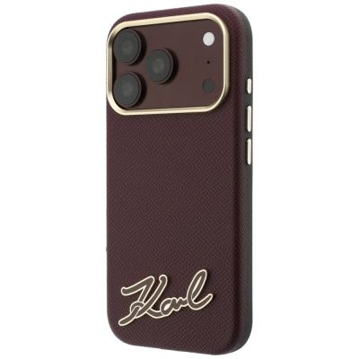 2. Karl Lagerfeld Grained with Resin Signature Logo MagSafe case for iPhone 18 Pro / 17 Pro - burgundy