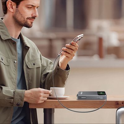 6. Dudao K31 Pro 45W 20000mAh Power Bank with Built-in Retractable USB-C Cable - Gray