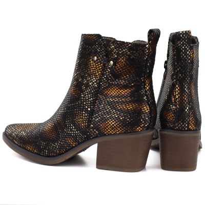 10. Women's snakeskin cowboy boots black M.Daszyński SA261-1