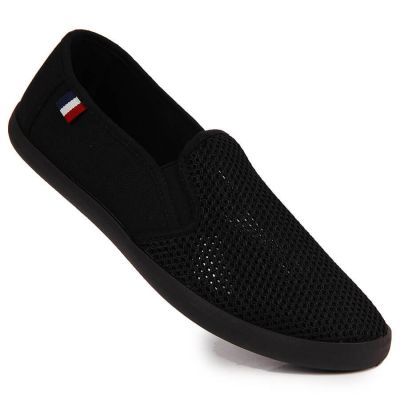 7. Men's black openwork slip-on sneakers NEWS