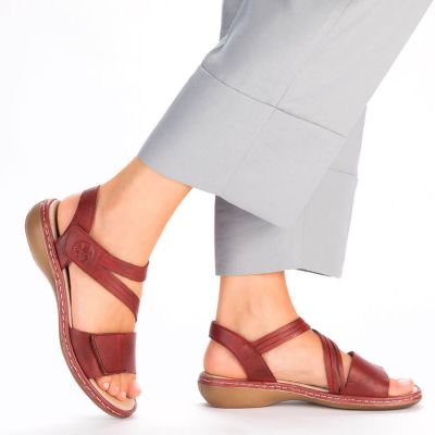 18. Rieker W RKR685 comfortable leather sandals red