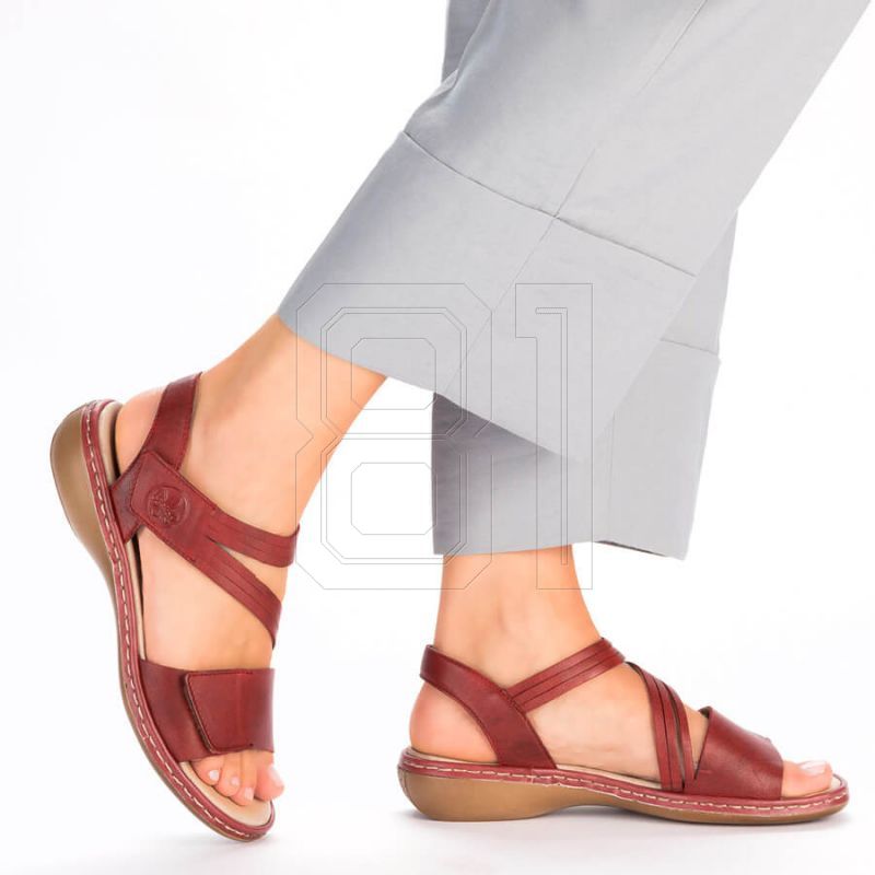 18. Leather comfortable sandals Rieker W RKR685 red
