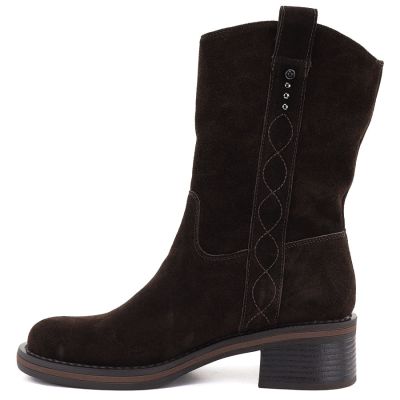 3. Women's leather ankle boots, cowboy boots, suede, chocolate, Big Star UU274607
