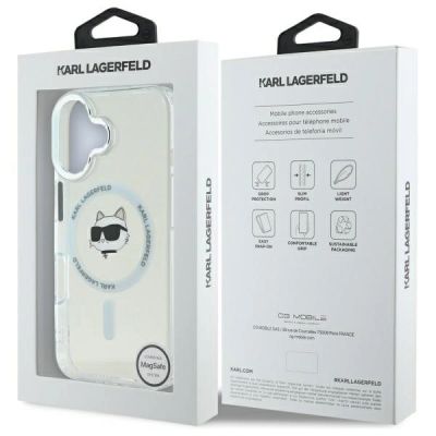 8. Karl Lagerfeld IML Metal Choupette Head MagSafe iPhone 16 Case - White