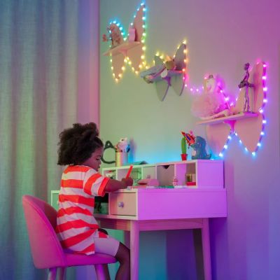 4. Twinkly Candies – 100 RGB LED Pearl Lights, Green Cable, USB-C