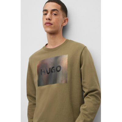5. Hugo Boss men's cotton jersey sweatshirt with print, green (50488906-345)