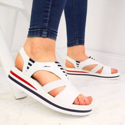 2. Rieker W V02Y5 wedge sandals white 