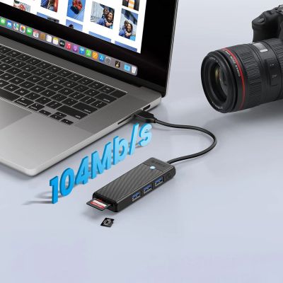 4. Orico PAPW3AT-U3 USB Hub 4-port 3x USB-A 3.0 with microSD/SD card reader 1 m - black