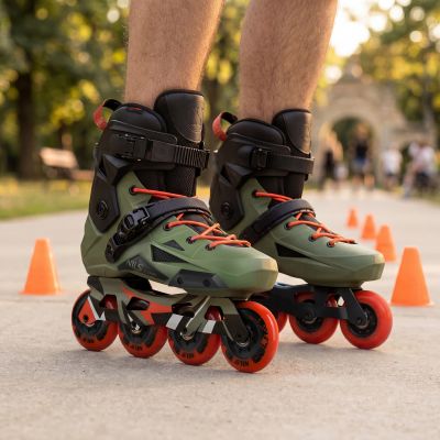 8. NA1601 SLAYD GREEN SLALOM ROLLER SKATES SIZE 45 NILS EXTREME