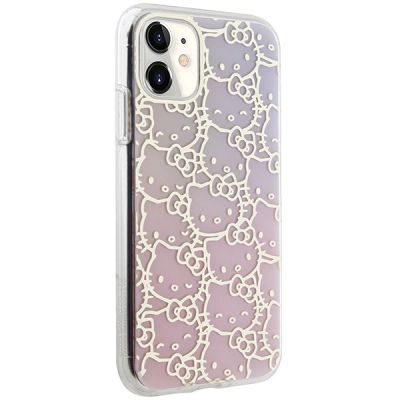 4. Hello Kitty IML Gradient Electrop Crowded Kitty Head Case for iPhone 11 / Xr - Pink