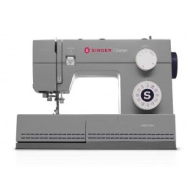 Singer Heavy Duty 6335M gray sewing machine, 9 interchangeable presser feet, 32 stitches to choose from including reverse stitch function, 1100 rpm