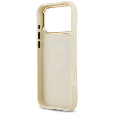 7. Guess Grained Strass Logo MagSafe case for iPhone 17 Pro Max - beige
