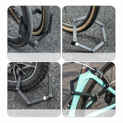 13. Rockbros 32140003001 foldable bicycle lock with key and handle, 88cm - black