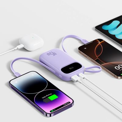 5. Baseus EnerFill FC31 20000mAh 45W Power Bank with Display with USB-C and Lightning Cables - Purple