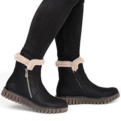 6. Women's insulated black ankle boots Rieker Y3481-01