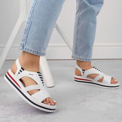9. Rieker W V02Y5 wedge sandals white 
