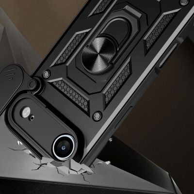 2. Hybrid Armor Camshield iPhone 17 Air Case with Stand and Camera Cover - Black