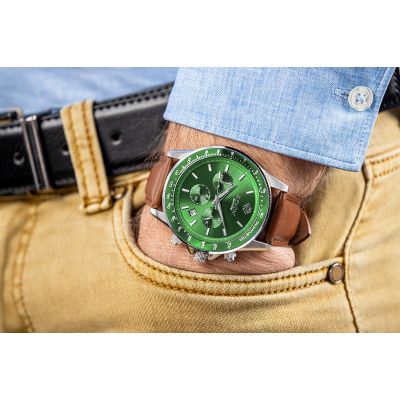 3. Men's Watch Giewont Chronograph Sapphire Brown Green GW3520-A6