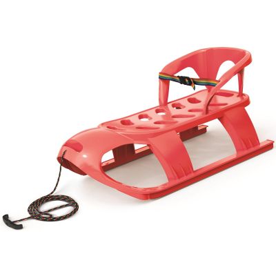 2. PLASTIC SLEDGE WITH BACKREST 88x45x42CM RED
