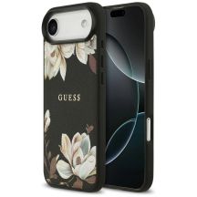 Guess Grained Flowers Classic Logo MagSafe case for iPhone Air - black