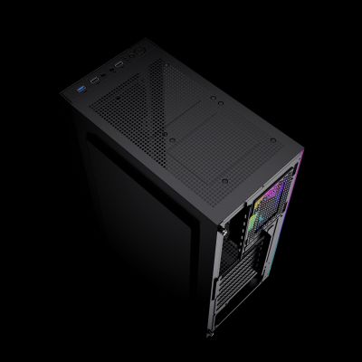 7. GEMBIRD FORNAX 2500 MIDI-TOWER CASE (1X USB 3.0, 2X USB 2.0, HD AUDIO, GLASS SIDE PANEL) BLACK