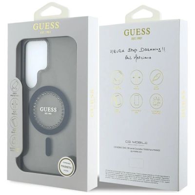 8. Guess Rhinestones Printed Classic Logo MagSafe Samsung Galaxy S25 Ultra case black