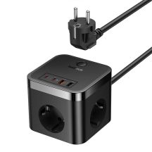 Baseus PowerCombo 3AC+2U+2C 30W EU Power Strip (1.5m; black)