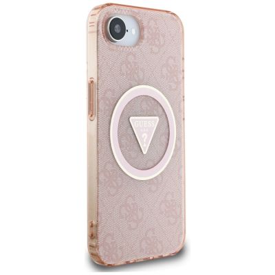 4. Guess IML Metal Glitter 4G Circle Triangle MagSafe case for iPhone 16e - pink