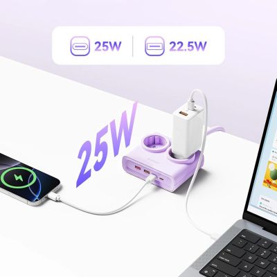 3. Orico PDC25 25W 6in1 Power Strip 2x AC + 2x USB-A + 2x USB-C - Purple