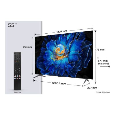 TCL 55C69KS QD-Mini LED TV 55" 4K Ultra HD Google TV Dolby Atmos DVB-T2 Metallic