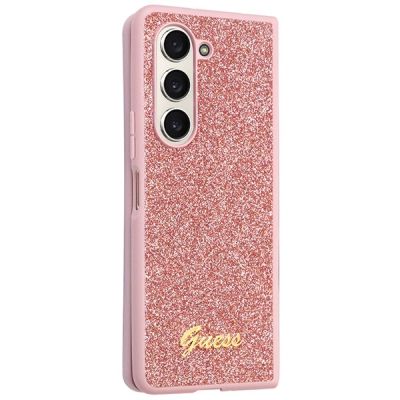 5. Guess Glitter Script case for Samsung Galaxy Z Fold 5 - pink