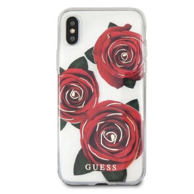 5. Guess Flower Desire Red Rose iPhone X Case - Transparent