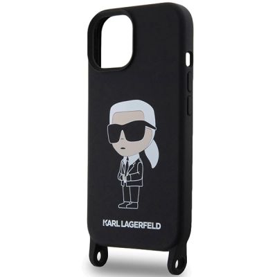 5. Karl Lagerfeld KLHCP15SSCBSKNK iPhone 15 6.1" hardcase black/black Crossbody Silicone Ikonik