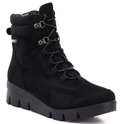 6. Women's black suede wedge ankle boots M.Daszyński MR23109A-3