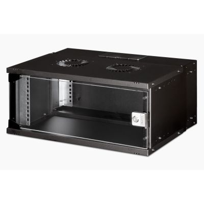 13. 19" 4U wall-mounted network cabinet, SOHO PRO 240 x 540 x 400 mm, glass door, black, unassembled, 60 kg