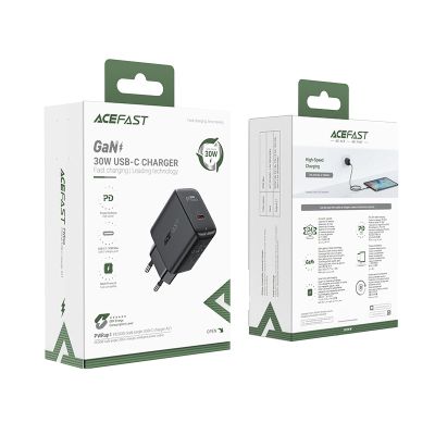 5. Acefast GaN USB Type-C 30W charger, PD, QC 3.0, AFC, FCP black (A21 black)