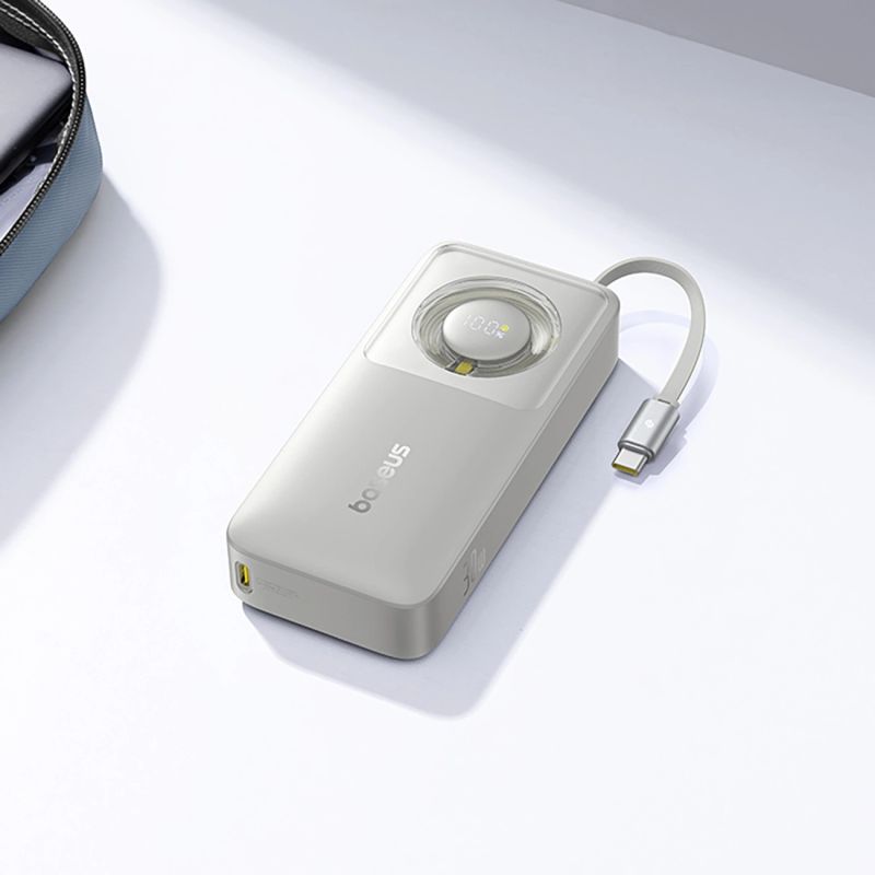9. Baseus Free2Pull 10000mAh 30W powerbank with USB-C port and retractable USB-C cable - gray