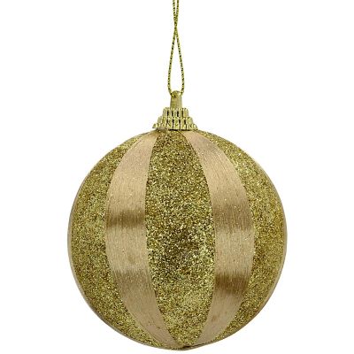 3. SHATTERPROOF PLASTIC BAUBLES 8 CM GOLD 6 PCS STRIPES MICA
