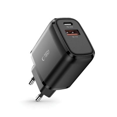 2. Tech-Protect C20W Charger USB-C PD 20W / USB-A QC 3.0 - Black