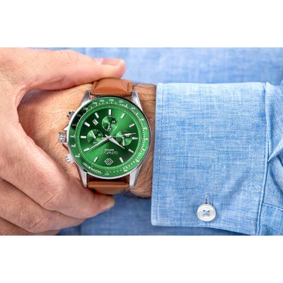 4. Men's Watch Giewont Chronograph Sapphire Brown Green GW3520-A6