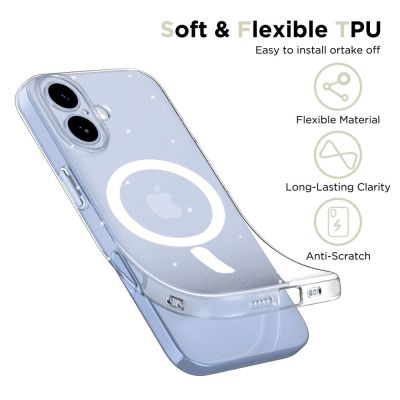 3. Tech-Protect FlexAir MagSafe Case for iPhone 17 - Clear Glitter