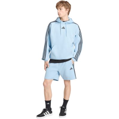 6. adidas Essentials 3-Stripes Fleece Hoodie for men, light blue KY4170
