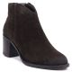 Women's leather ankle boots with a block heel, suede, chocolate, Cambell JE19473