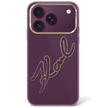 Karl Lagerfeld IML Big Signature Resin Metal Frame Case for iPhone 17 Pro Max / 18 Pro Max - Burgundy