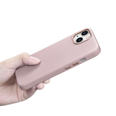 21. iCarer Litchi Premium Leather Case iPhone 14 Plus Magnetic Leather Case with MagSafe Pink (WMI14220711-PK)